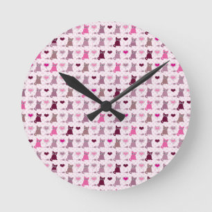 Reloj Redondo Mediano Cute kitten girls pattern