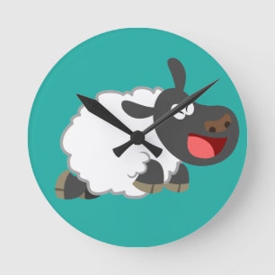 Reloj Redondo Mediano Cute Laughing Cartoon Sheep