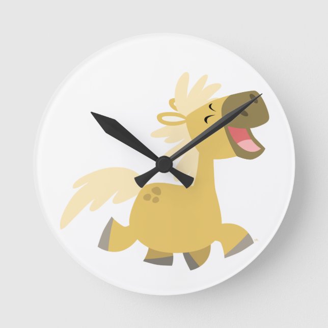 Reloj Redondo Mediano Cute Laughing Personalizado Pony Wall Clock (Anverso)