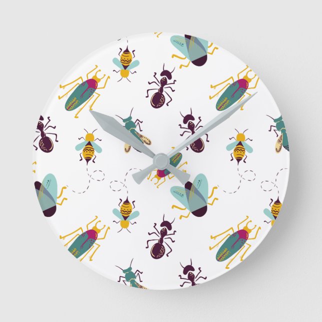 Reloj Redondo Mediano cute little bugs insects wall clock (Anverso)