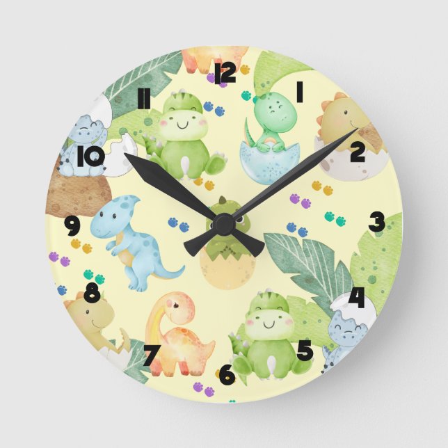Reloj Redondo Mediano Cute Little Dino (Anverso)