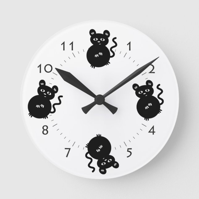 Reloj Redondo Mediano Cute Little Mouse Kid's Bedroom (Anverso)