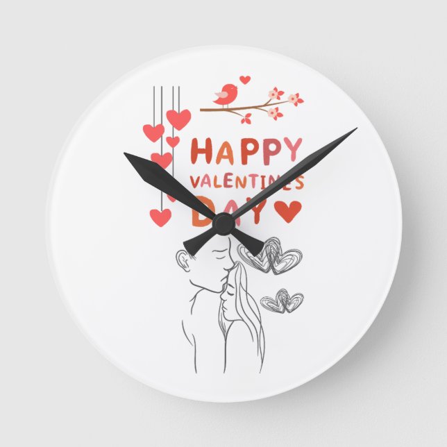 Reloj Redondo Mediano Cute Love Couple  (Anverso)
