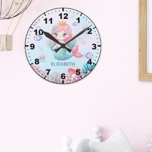 Reloj Redondo Mediano Cute Mermaid Under the Sea 