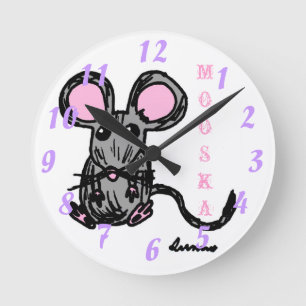 Reloj Redondo Mediano Cute Mooska Mouse Round Clock