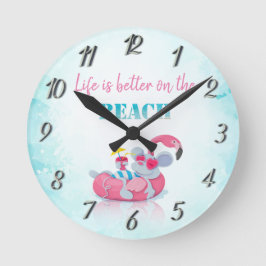 Reloj Redondo Mediano Cute Mouse  Stylish Beach   