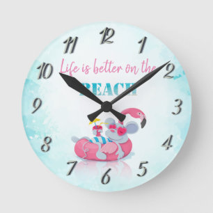 Reloj Redondo Mediano Cute Mouse Stylish Beach