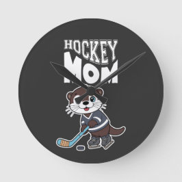 Reloj Redondo Mediano Cute Otter Hockey Mom - Fun Sports Animal Graphic