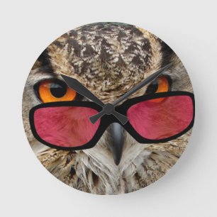 Reloj Redondo Mediano cute owl with spectacles funny hilarious