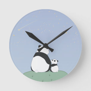 Reloj Redondo Mediano Cute Panda Under Stars