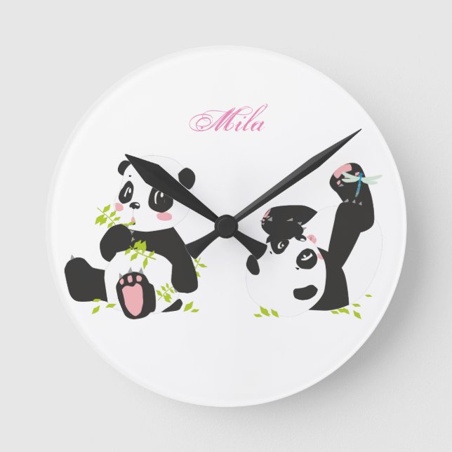 Reloj Redondo Mediano Cute pandas   (Anverso)