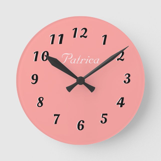 Reloj Redondo Mediano Cute Peach y White Personalizada Wall Clock (Anverso)