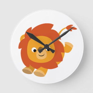 Reloj Redondo Mediano Cute Perky Personalizado Lion Wall Clock