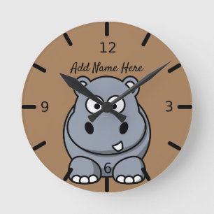 Reloj Redondo Mediano Cute Personalized Hippo Large Clock