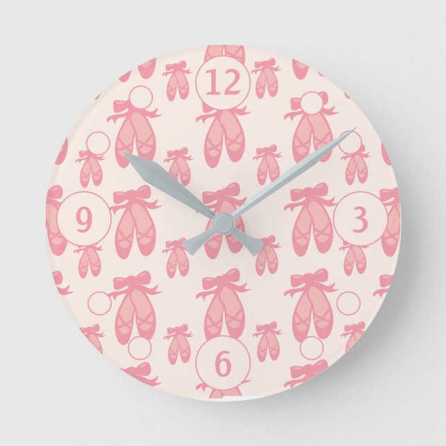 Reloj Redondo Mediano Cute pink girly balllet shoes (Anverso)