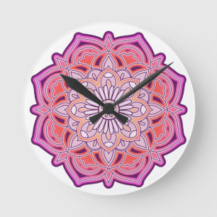 Reloj Redondo Mediano Cute Pink Mandala   