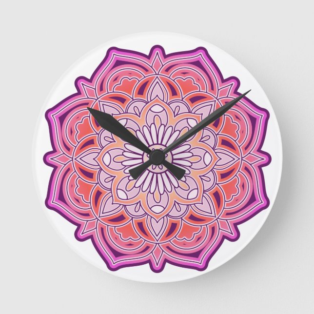 Reloj Redondo Mediano Cute Pink Mandala    (Anverso)