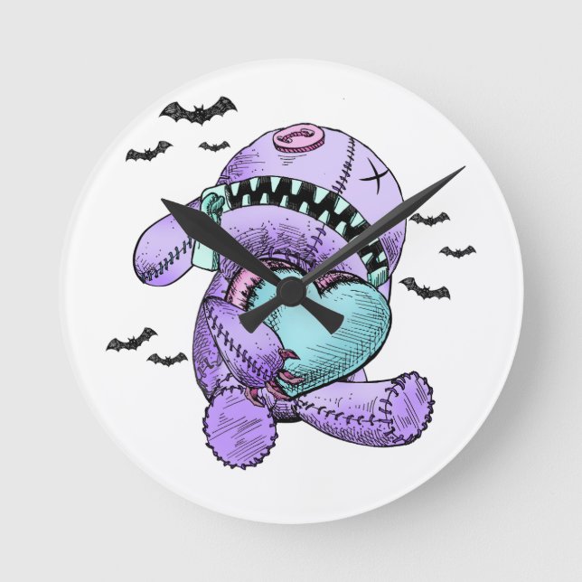 Reloj Redondo Mediano Cute Plush Pastel Gothic Love Wall Decoración Relo (Anverso)