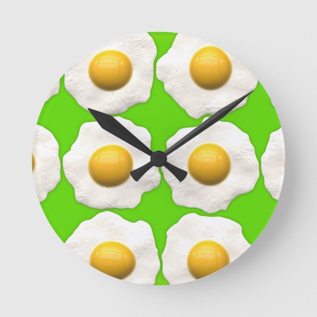 Reloj Redondo Mediano Cute pop art eggs on lime green background (Anverso)
