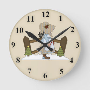 Reloj Redondo Mediano Cute Prairie Girl Clock