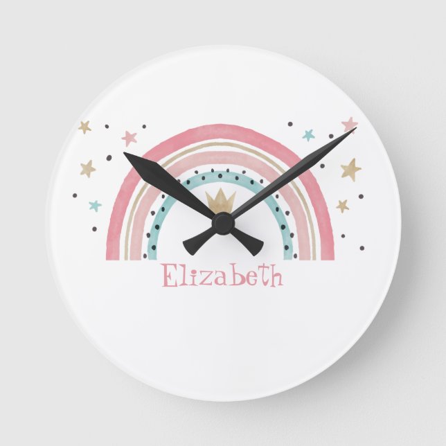 Reloj Redondo Mediano Cute Rainbow Stars (Anverso)