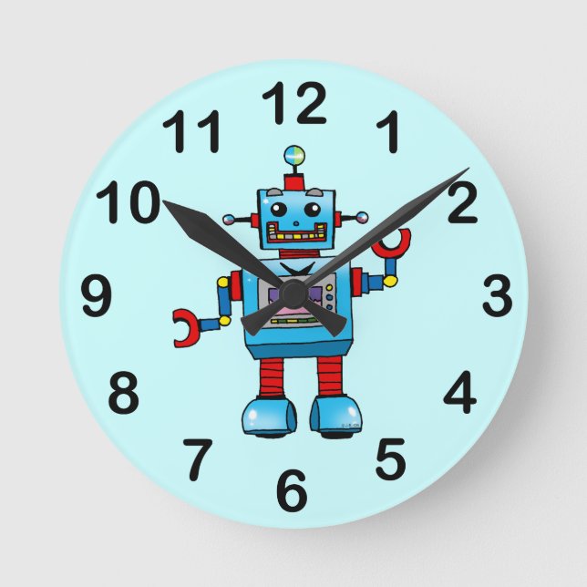 Reloj Redondo Mediano Cute robot (Anverso)