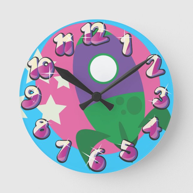 Reloj Redondo Mediano Cute rockets (Anverso)