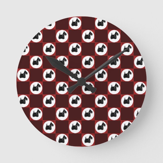 Reloj Redondo Mediano Cute Scottie Dogs (Anverso)