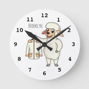 Reloj Redondo Mediano Cute sheep with jacket cartoon