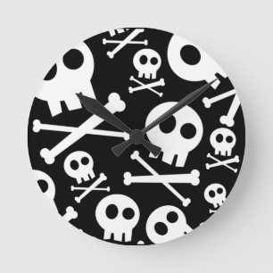 Reloj Redondo Mediano Cute Skull & Crossbones