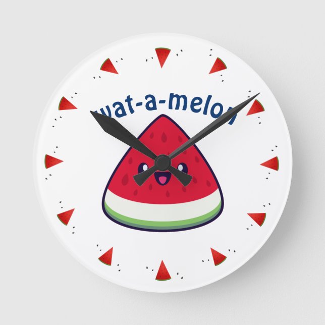Reloj Redondo Mediano Cute Sonriente sandía Kawaii (Anverso)