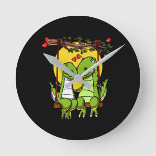 Reloj Redondo Mediano Cute T-Rex Dinosaur Pareja