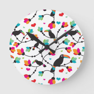 Reloj Redondo Mediano cute toucan bird tropical illustration