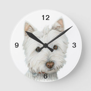 Reloj Redondo Mediano Cute Westie Dog Wall Clock