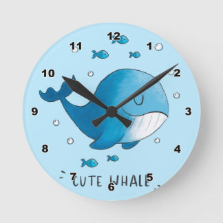 Reloj Redondo Mediano Cute Whale Kid's Wall Clock