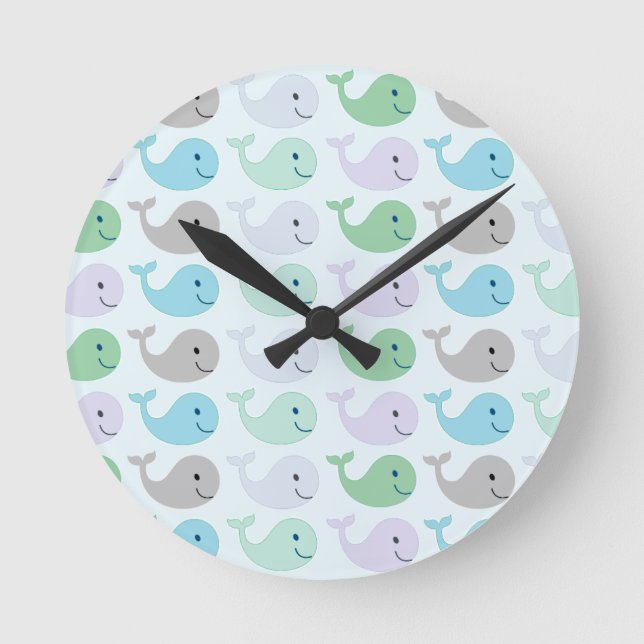 Reloj Redondo Mediano Cute Whales (Anverso)