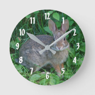 Reloj Redondo Mediano Cute Wild Brown Rabbit