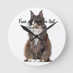 Reloj Redondo Mediano Cute y Guay, gato de Maine Coon