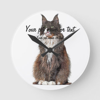Reloj Redondo Mediano Cute y Guay, gato de Maine Coon