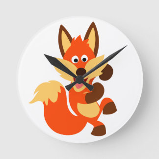 Reloj Redondo Mediano Cuto Dancing Personalizado Fox Wall Clock