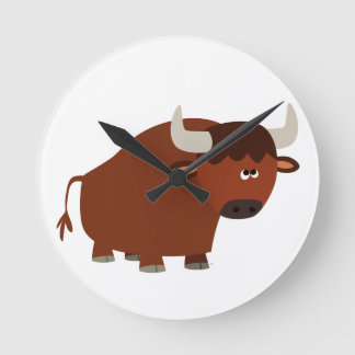 Reloj Redondo Mediano Cuto Shy Personalizado Bull Wall Clock