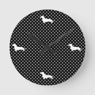 Reloj Redondo Mediano Dachshund del lunar de Black&White