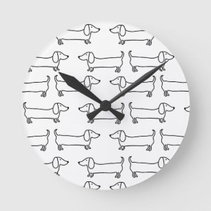 Reloj Redondo Mediano Dachshund in black-white