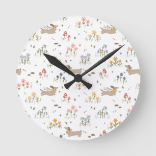 Reloj Redondo Mediano Dachshund Lover Weiner Dog Sausage Dog Wildflower