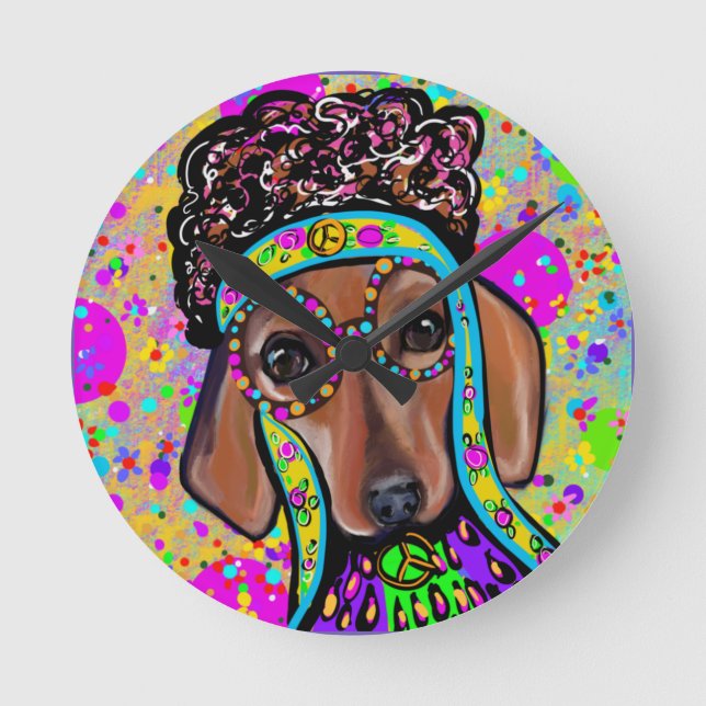 RELOJ REDONDO MEDIANO DACHSHUND ROJO         (Anverso)