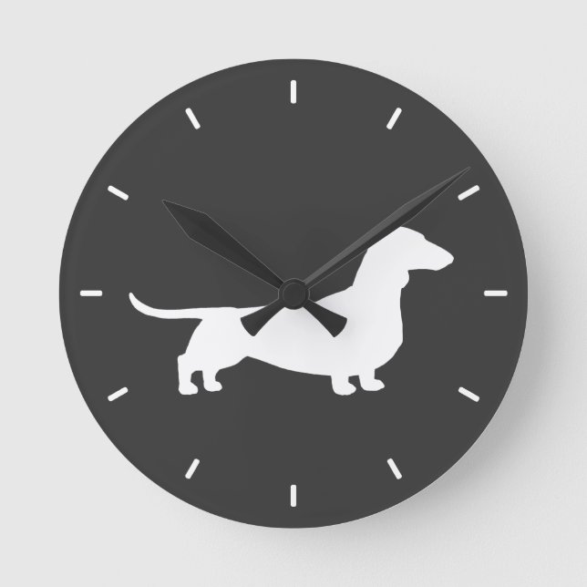 Reloj Redondo Mediano Dachshund Silhouette - Perro haitiano corto (Anverso)