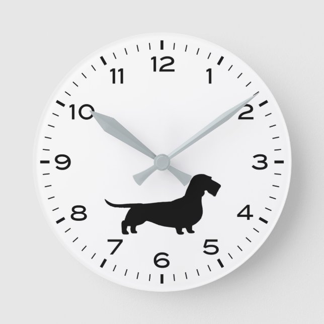 Reloj Redondo Mediano Dachshund Silhouette Teckel (Anverso)