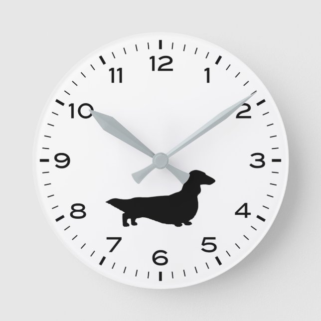 Reloj Redondo Mediano Dachshund Silhouette Wiener Dog (Anverso)