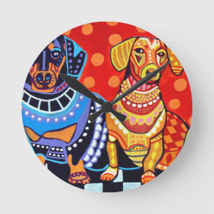 Reloj Redondo Mediano Dachshunds de Heather Galler
