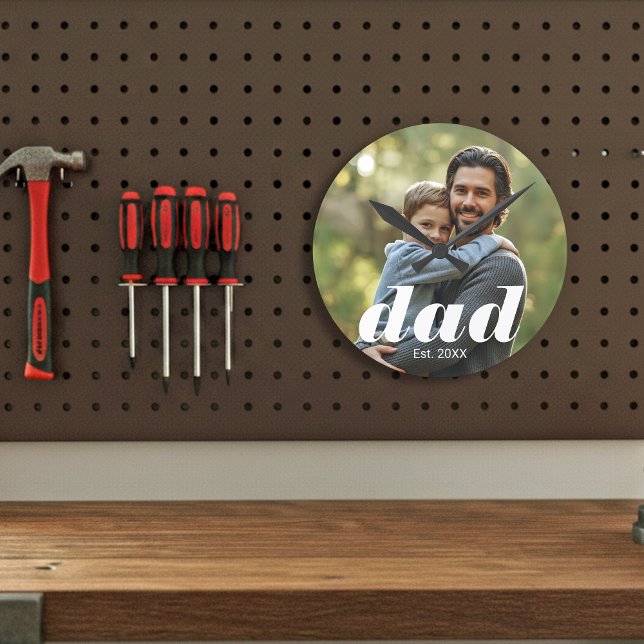Reloj Redondo Mediano Dad Established Photo Father's Day (Subido por el creador)